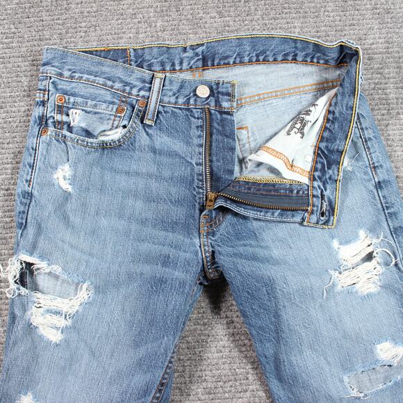 Levi’s 511 Jeans Mens 32x34 Blue Slim Fit Distressed Ripped - Picture 4 of 11